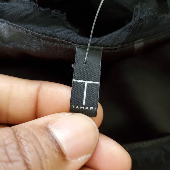 T Tahari Black Sleeveless Fringe Hem Sheath Dress 2 - Picture 6 of 10